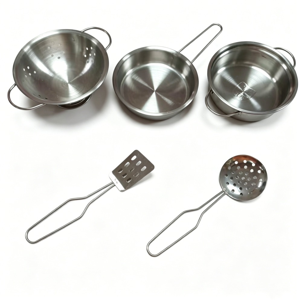 Kids Outdoor Kitchen Accessories - 5Pcs Kids Stainless Steel Cookware Toy,