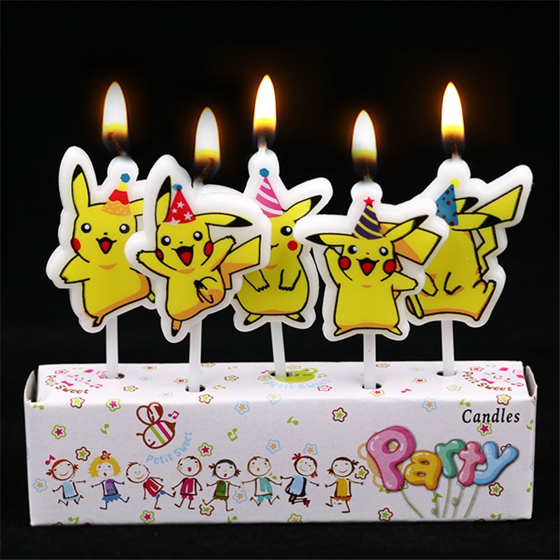 Kids Outdoor Kitchen Accessories - 5pcs/lot Pokemon Birthday Cake Candle Kids