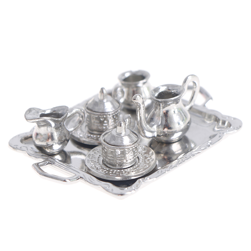 Kids Outdoor Kitchen Accessories - 10pcs/Set 1/12 Dollhouse Miniature Silver Metal