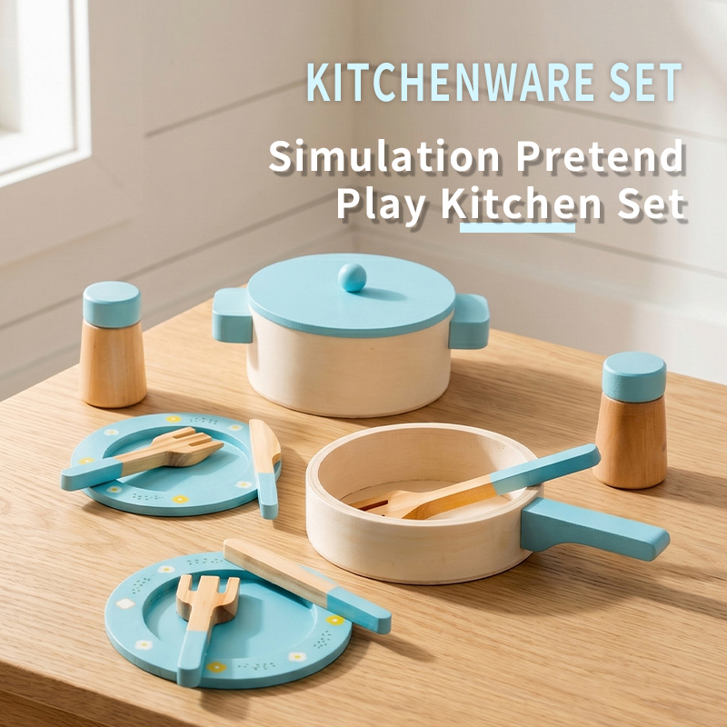 Kids Outdoor Kitchen Accessories - Wooden Kitchen Play Set for Kids,