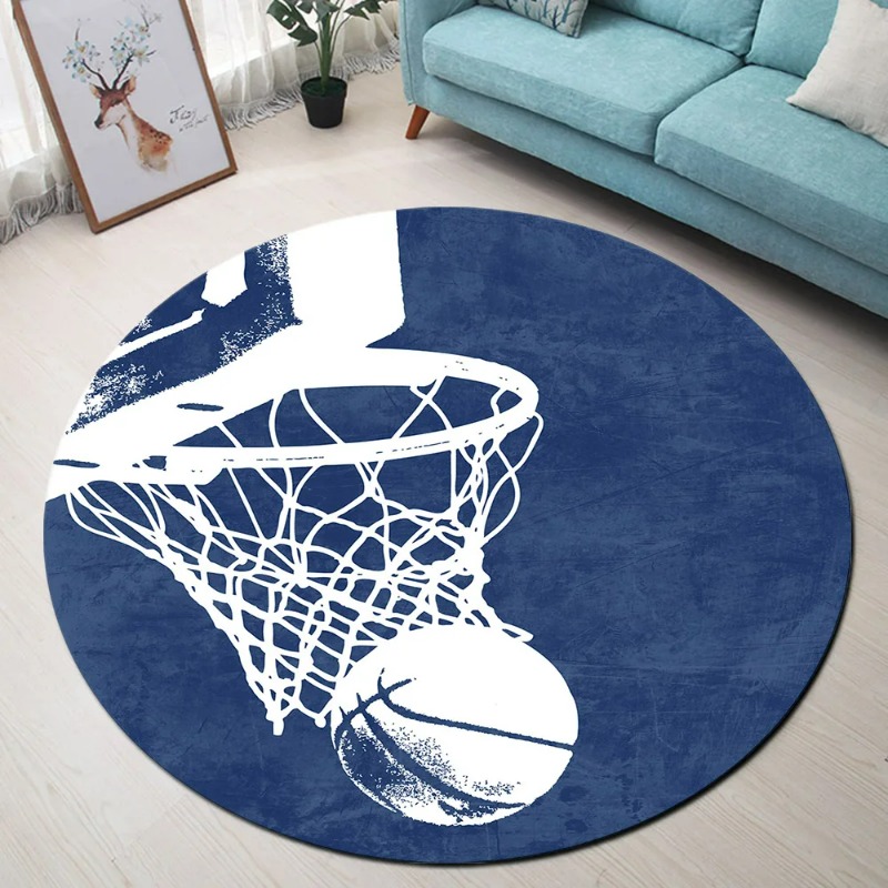 Kids Outdoor Floor Cushions - Basketball Round Rugs And Carpets for