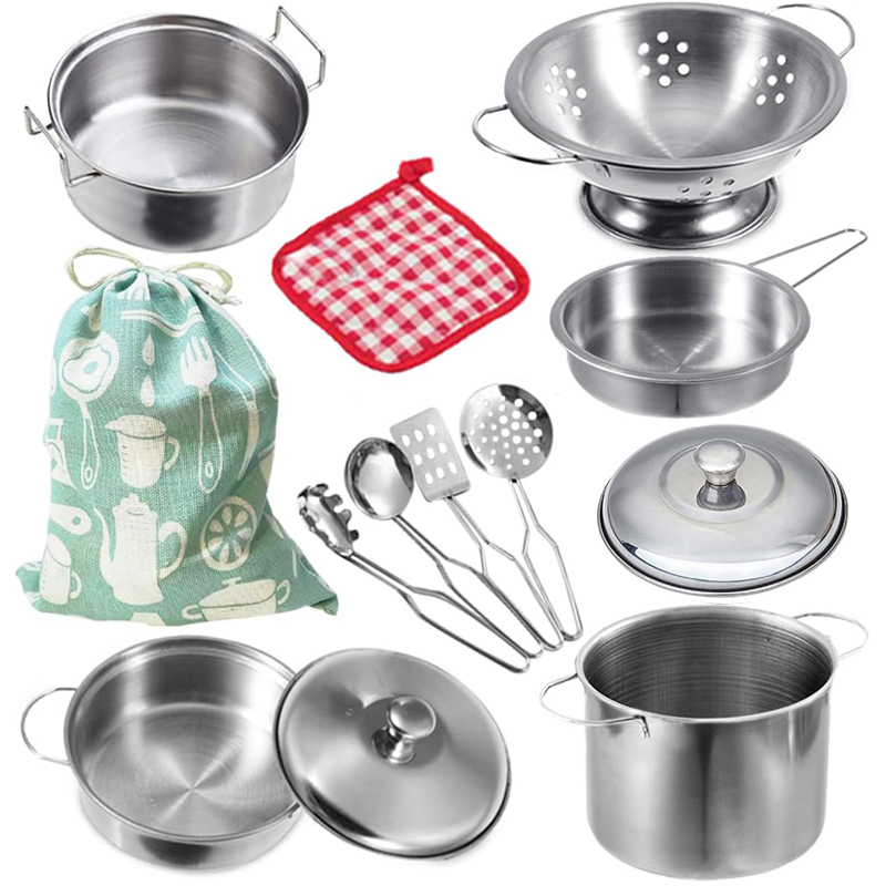 Kids Outdoor Kitchen Accessories - MINI Stainless Steel Kitchen Utensils Toy