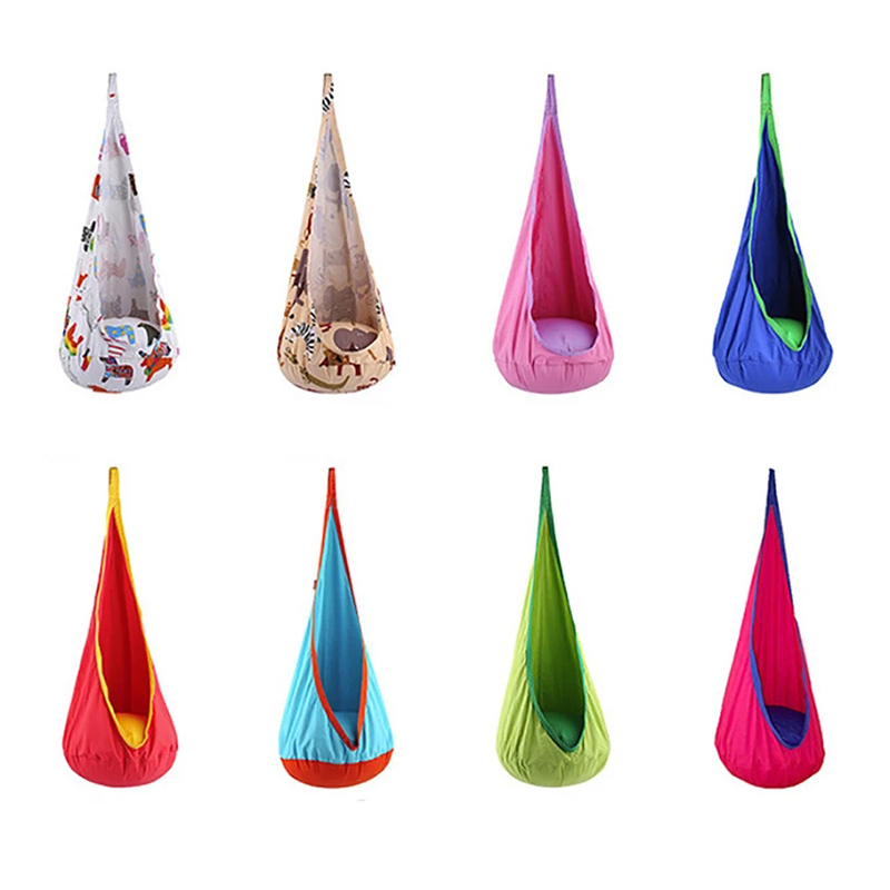 Kids Outdoor Hammock Chair - Kids Pod Swing Seat Cotton Canvas