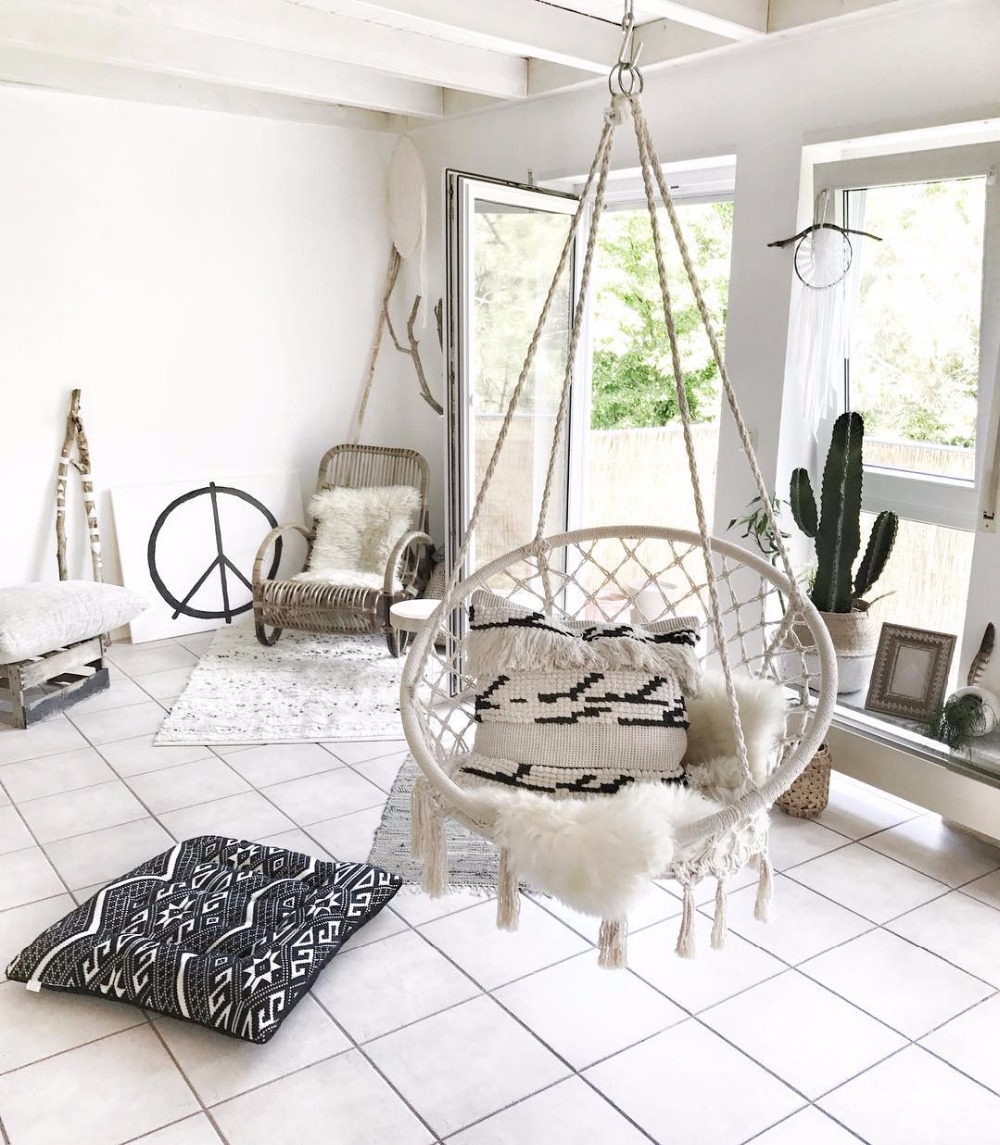 Kids Outdoor Hammock Chair - 2025 Nordic Garden Handmade Knitted Round