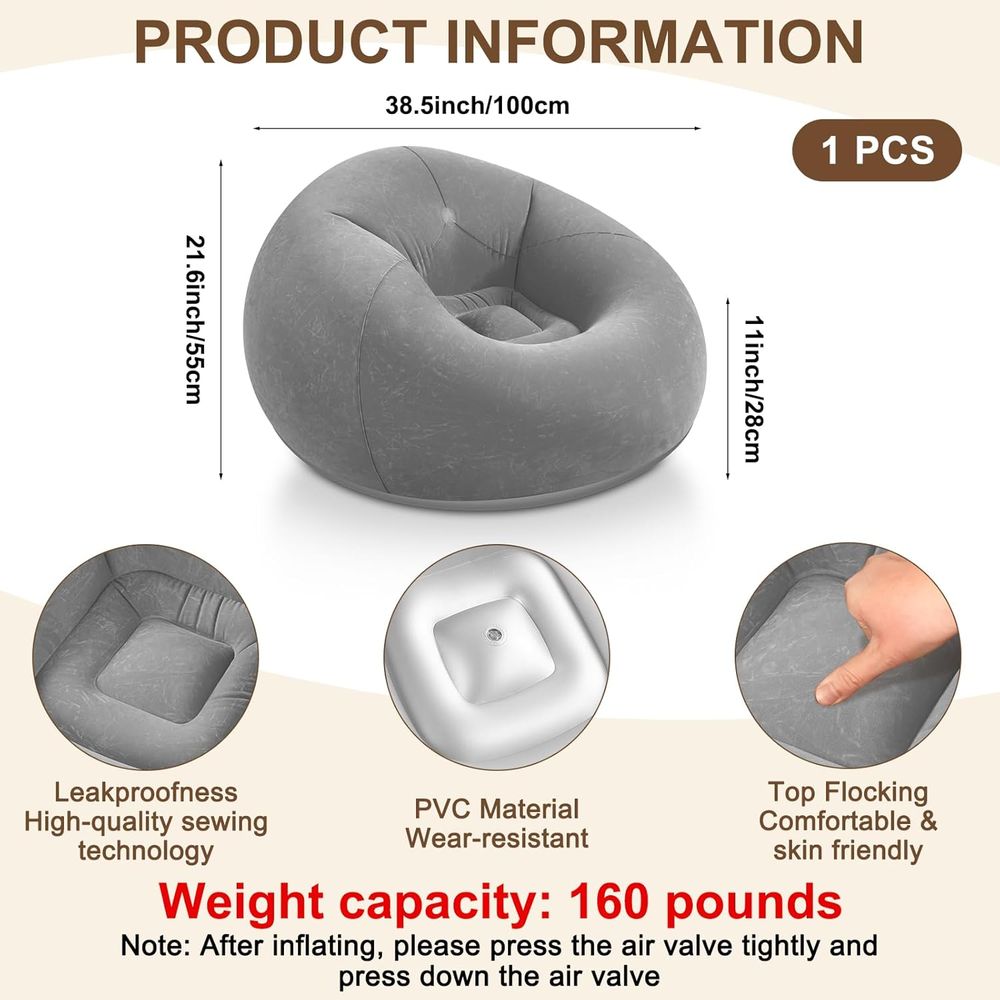 Inflatable Bean Bag Chairs, Gr - Kids Outdoor Lounger Chair 评论和价格