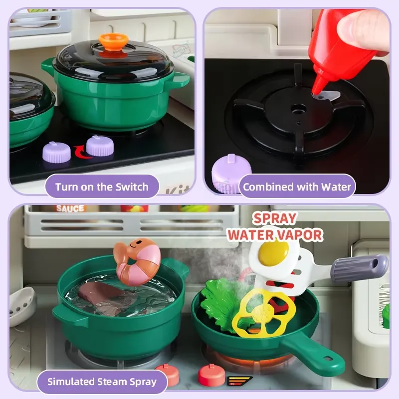 90cm Large Pretend Play Kitche - Kids Outdoor Kitchen Accessories 评论和价格