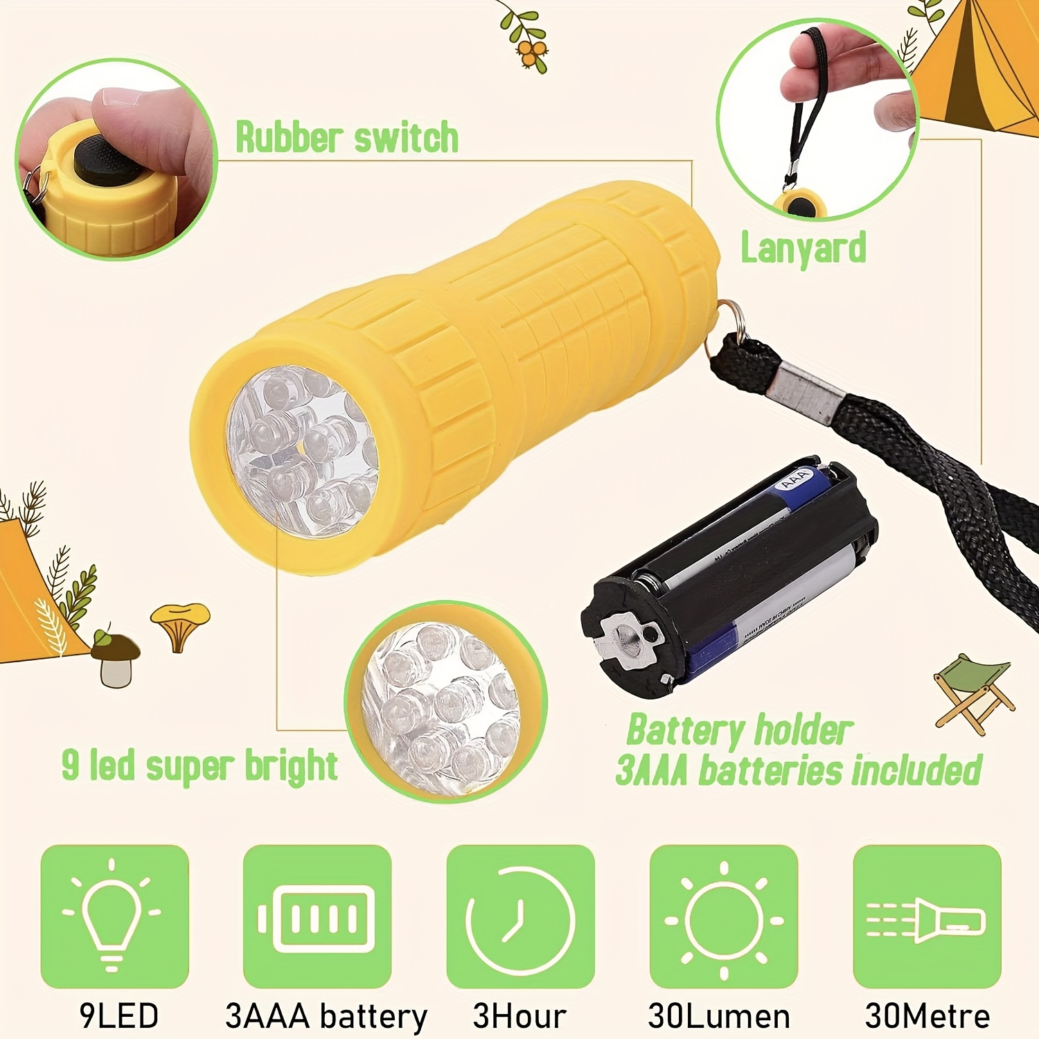 Mini Portable Flashlight Nine  - Children'S Outdoor 评论和价格
