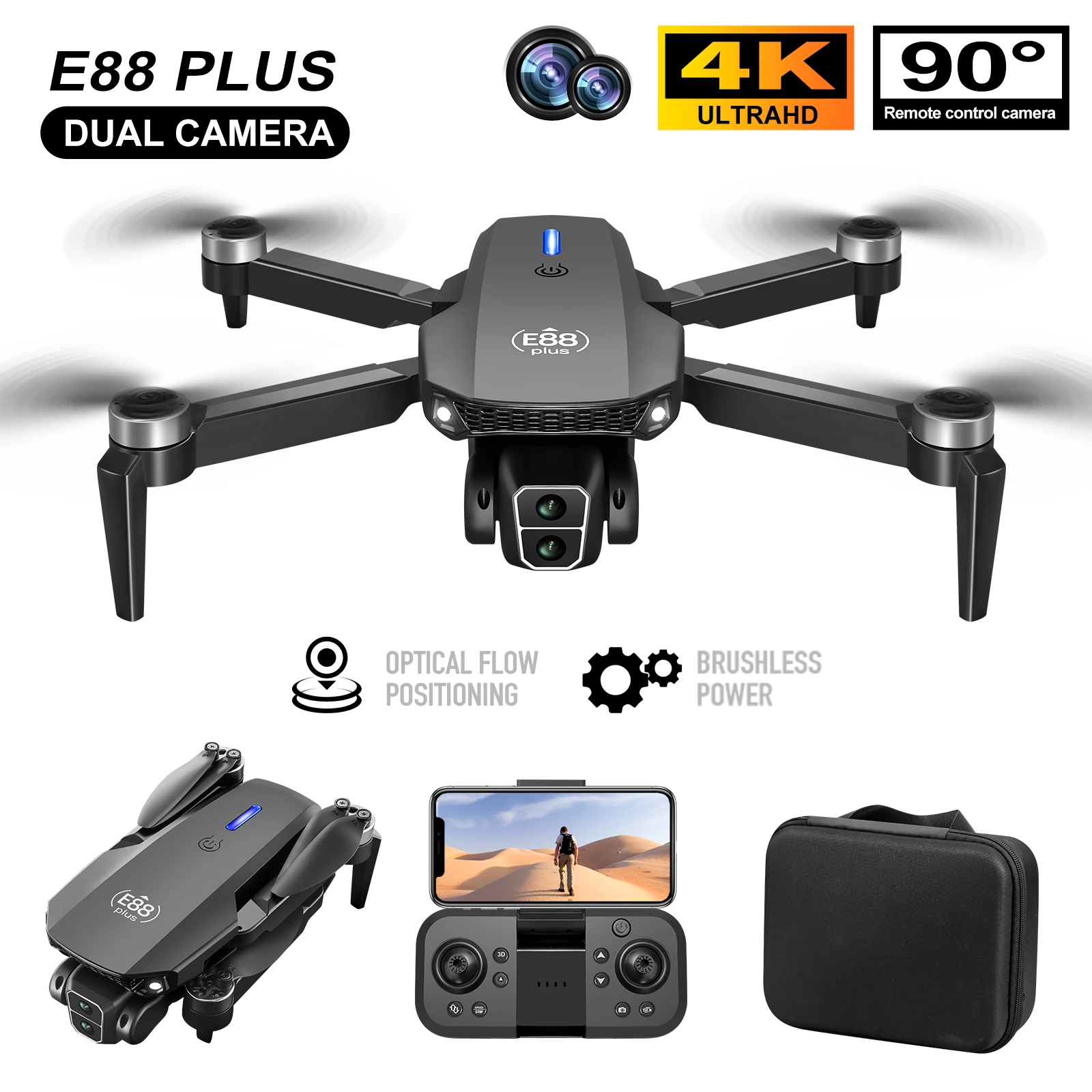 New E88 Plus Quadcopter Drone: - Kids Outdoor Toy Storage 评论和价格