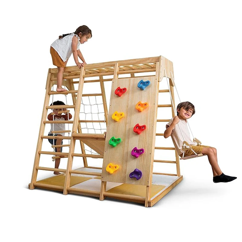 Kids Indoor Playground Activit - Kids Outdoor Wooden Climbing Frame 评论和价格