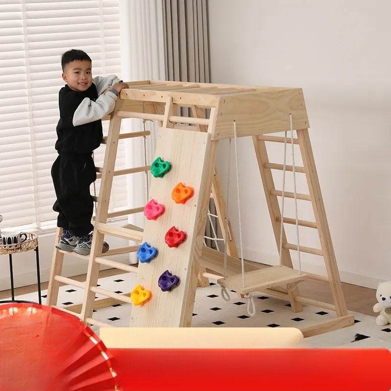 JMZ Wooden Jungle Gym Slide Cl - Kids Outdoor Wooden Climbing Frame 评论和价格