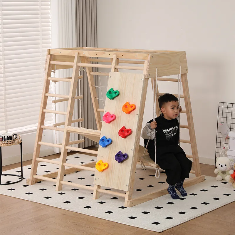JMZ Wooden Jungle Gym Slide Cl - Kids Outdoor Wooden Climbing Frame 评论和价格