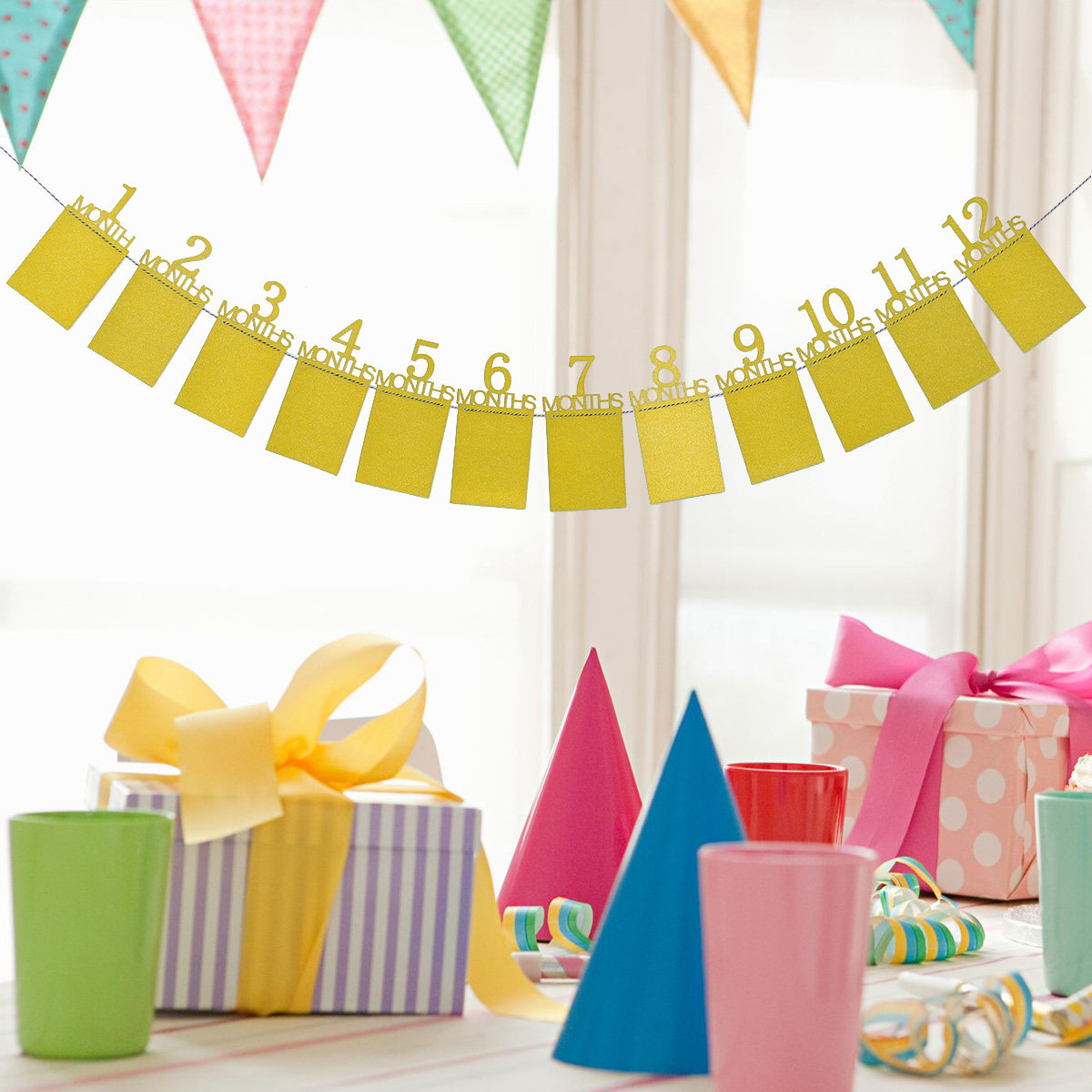 12 Month Gold Baby Birthday Ph - Kids Outdoor Decor 评论和价格